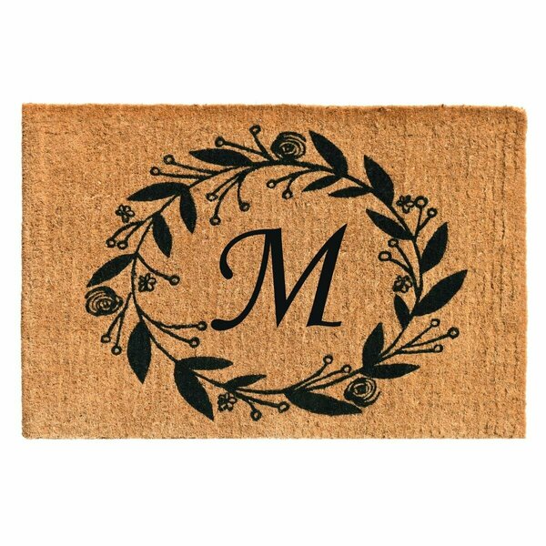 Configuracion 24 x 36 x 1.5 in. Black Rose Rectangular Doormat Natural - Letter M CO2827166